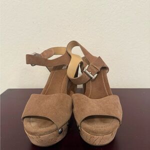 Brown Suede Platform Sandals - Like New